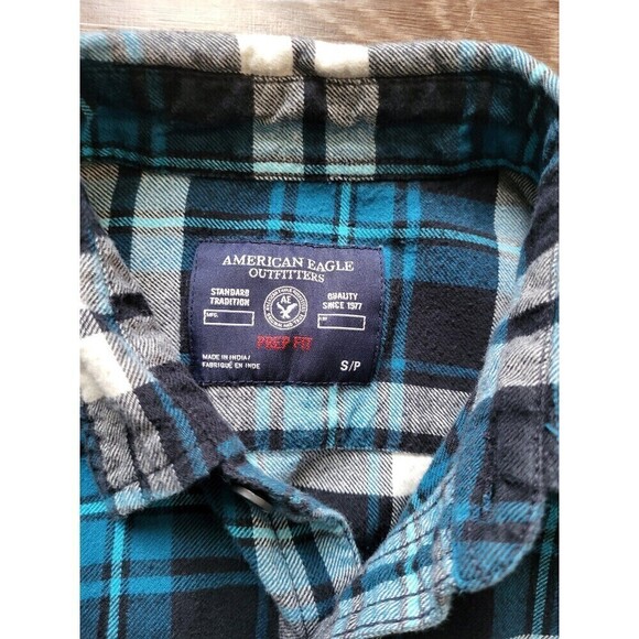 American Eagle Prep Fit, Men's Long Sleeve Button Up Flannel Shirt, Size Small - Picture 4 of 6